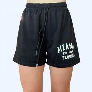 SHEIN Black Athletic Shorts with Miami Print